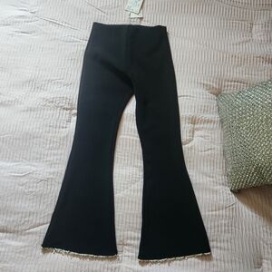 Zara Black Flared Pants with Beaded Trim